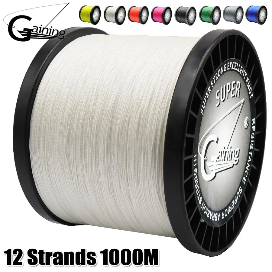 1000M 12 Strands Braided Fishing Lines Fishing Braid Multifilament PE Line for Carp Fishing 25-220Lbs
