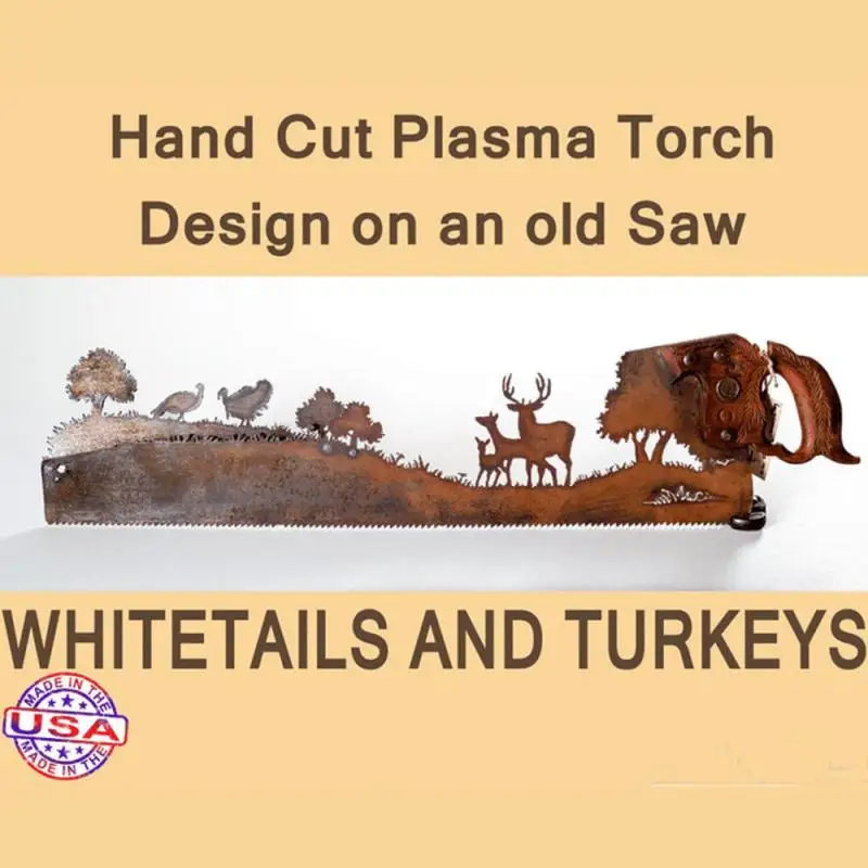

New Vintage Cut Hand Saw Metal Art Tree Wall Ornament Home Decoration Crafts Retro Cow Deer Shape Handsaw Figurines Miniatures