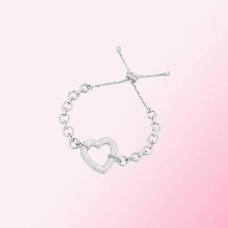 

1:1 Make 925 Sterling Silver Custom Heart-shaped Decoration Fashion And Elegant Design Bracelet