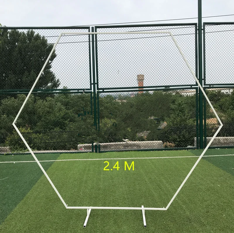 B 2.4 m white Свадебные реквизиты из кованого железа, шестигранная АРКА, рамка для декора, Цветочная композиция, арки, сценические украшения, подставка для цветов, арка, полка - Цвет: B 2.4 m white