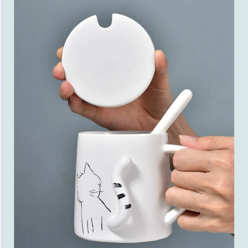 Креативная керамическая молочная чашка с котом милая личность уникальные
