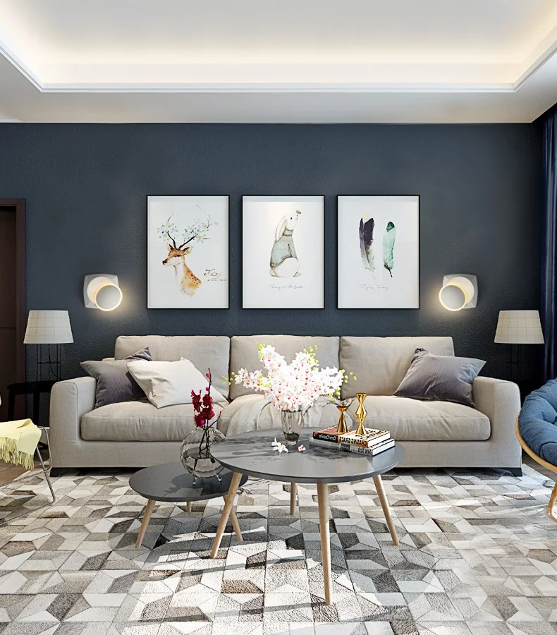 Круглый прикроватный Затмение настенный светильник 360 Вращающийся черный белый