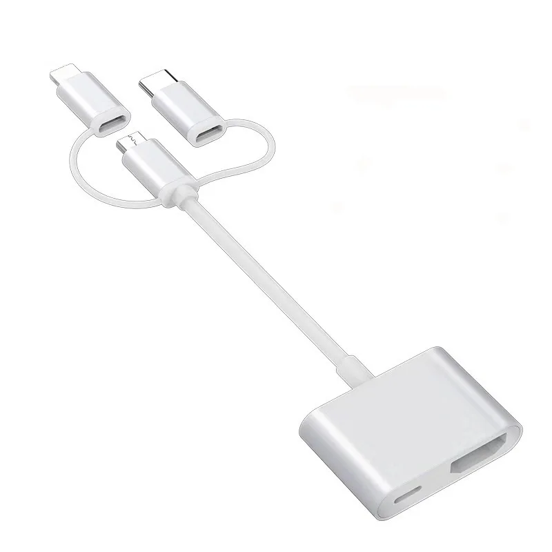 3 в 1 type C Micro USB к HDMI кабель для монитора адаптер iPhone X XS MAX samsung S10 + iOS Lighting Android телефон