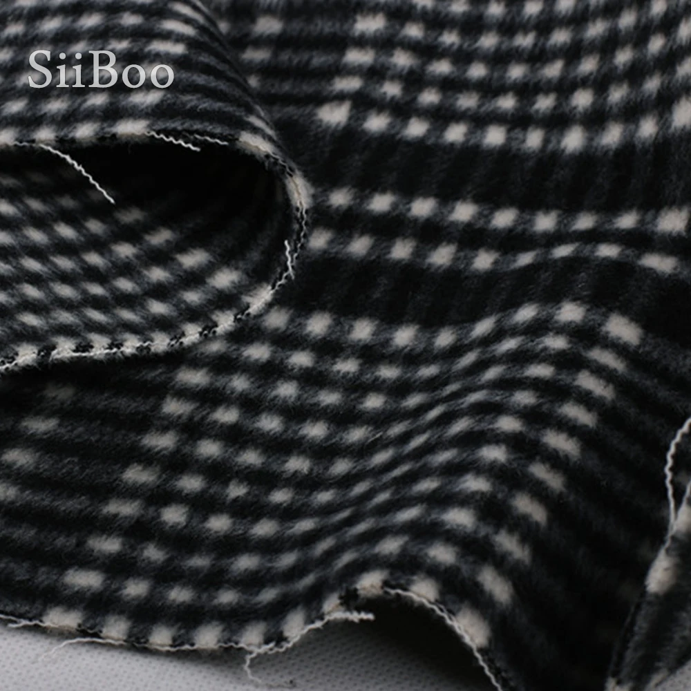 Супер тяжелая серо-белая Клетчатая Шерстяная Смесь Альпака ткань для
