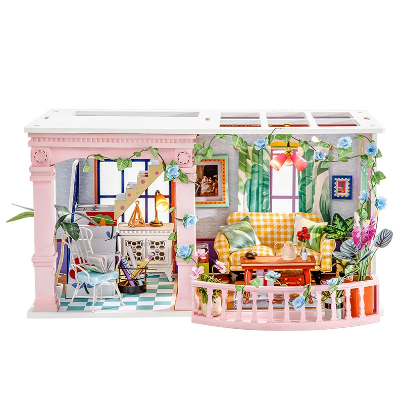 

Ruo tai ruo lai IFree attic story diy hut handmade assembled villa house model birthday gift