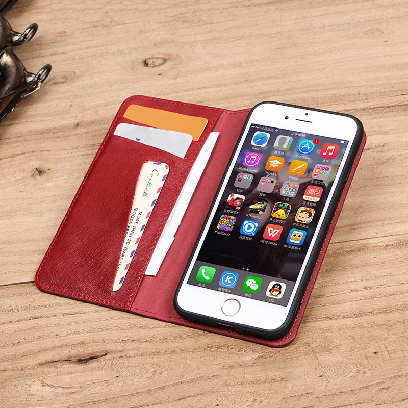 Чехол-книжка из натуральной кожи для iPhone 8, 7, Ретро Чехол-Кошелек для iPhone 7, 8, защитный чехол для телефона