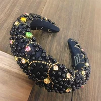 black baroque sparkly padded rhinestones headbands colorful crystal hairbands wide headwear hair accessories women gift