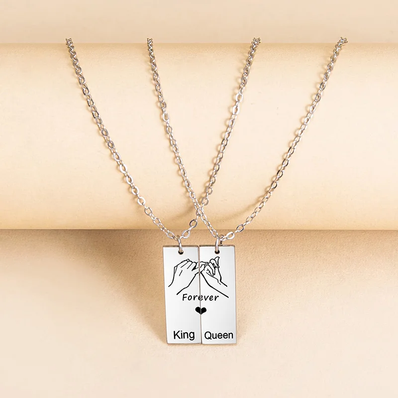 Ожерелье с прямоугольной подвеской из нержавеющей стали для влюбленных 2
