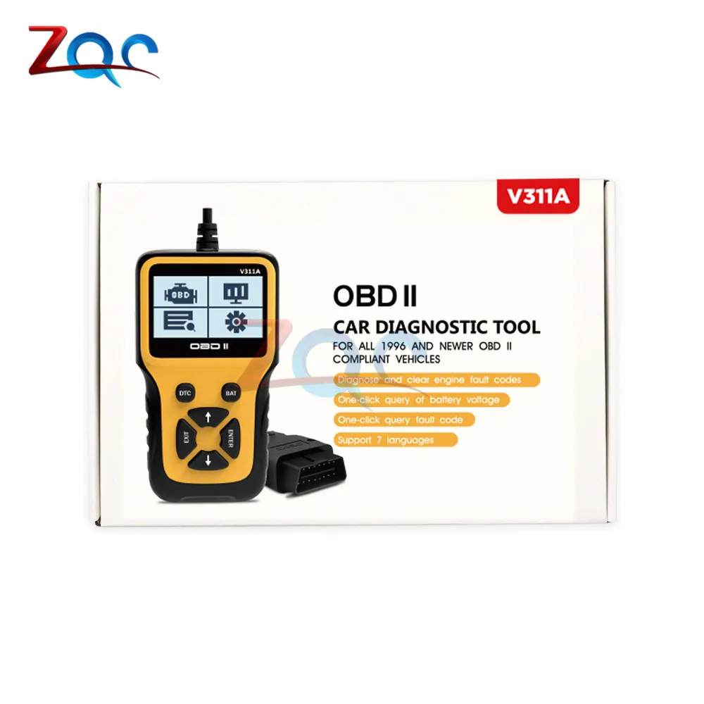 Автомобильный детектор ошибок V311A OBD2 сканер считыватель кодов автомобиля ЖК