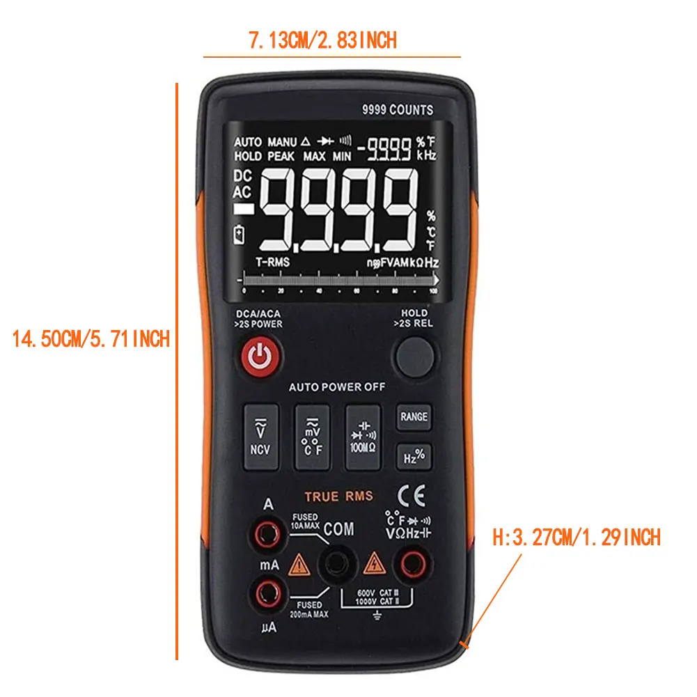 

Anti-Burn Digital Multimeter 9999 Analog Tester True RMS Professional Multimetro DIY Transistor Capacitor NCV Testers Lcr Meter