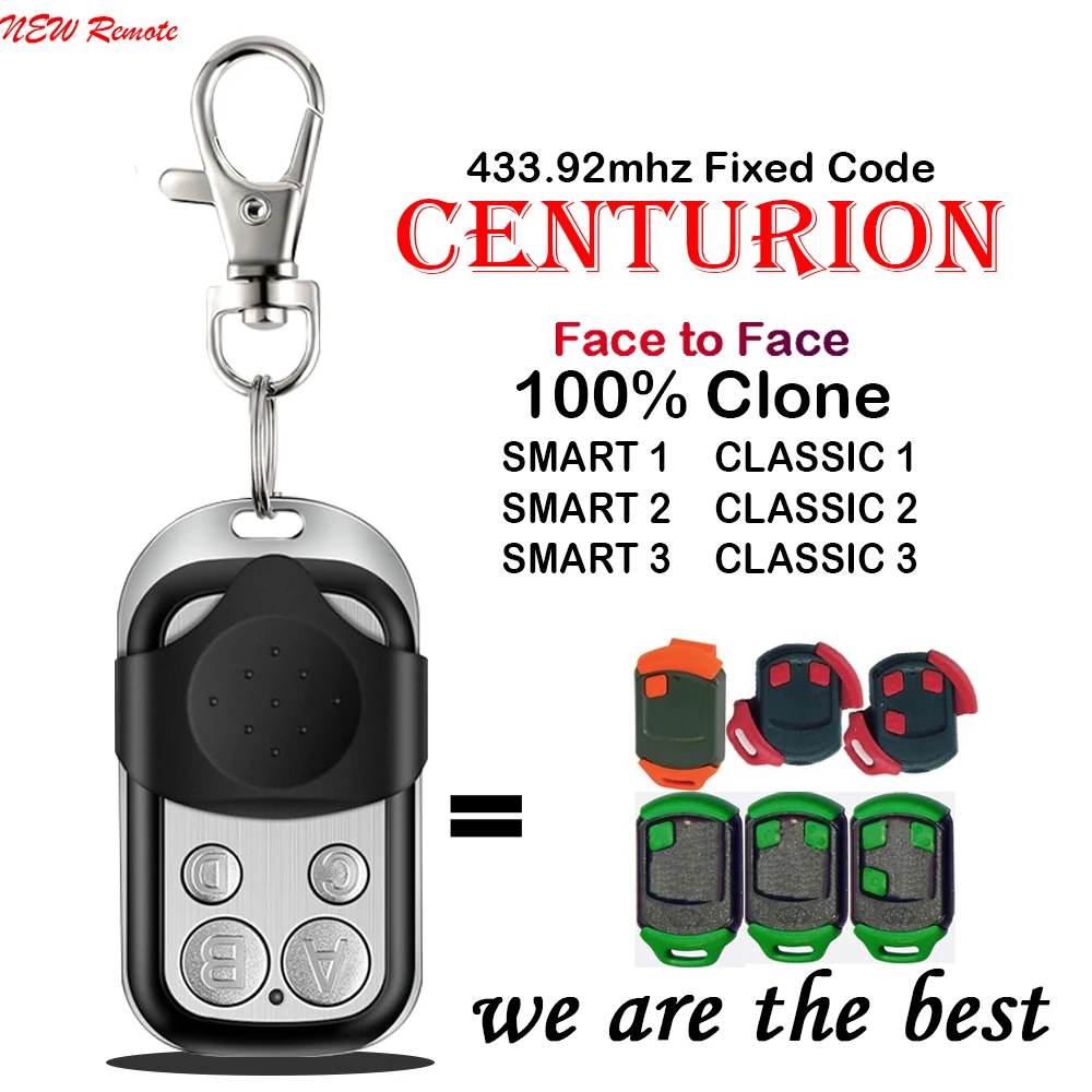 

100% клон Centurion SMART1 SMART2 SMART3 пульт дистанционного управления 433 МГц фиксированный код CENTURION CLASSIC 1 2 3 Открыватель ворот команда гаража