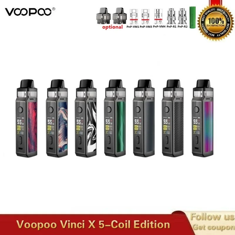 Оригинальный набор VOOPOO VINCI X Pod работает от одной батареи 18650 с двойной катушкой