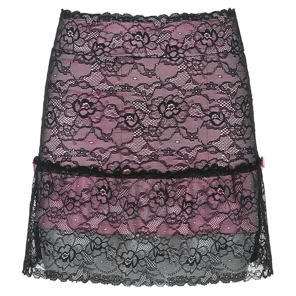 

Lace Gothic Y2k Skirt Woman Punk Style Academia Aesthetic Pleated Skirts Vintage 90s Aesthetic Streetwear Women Goth Mini Skirts