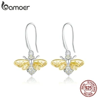 bamoer geometric earrings 925 sterling silver earrings for women shiny bees silver jewelry for women girls kids earring bse452