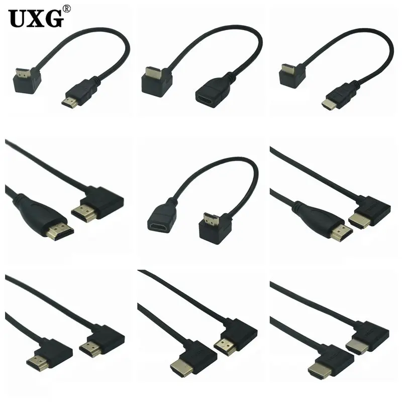 

15cm 30cm 50CM 1m Mini Dual HDMI-compatible Male to Female Converter Up Down Right Left Angled Adapter HDTV Cable for DVD PS3 PC