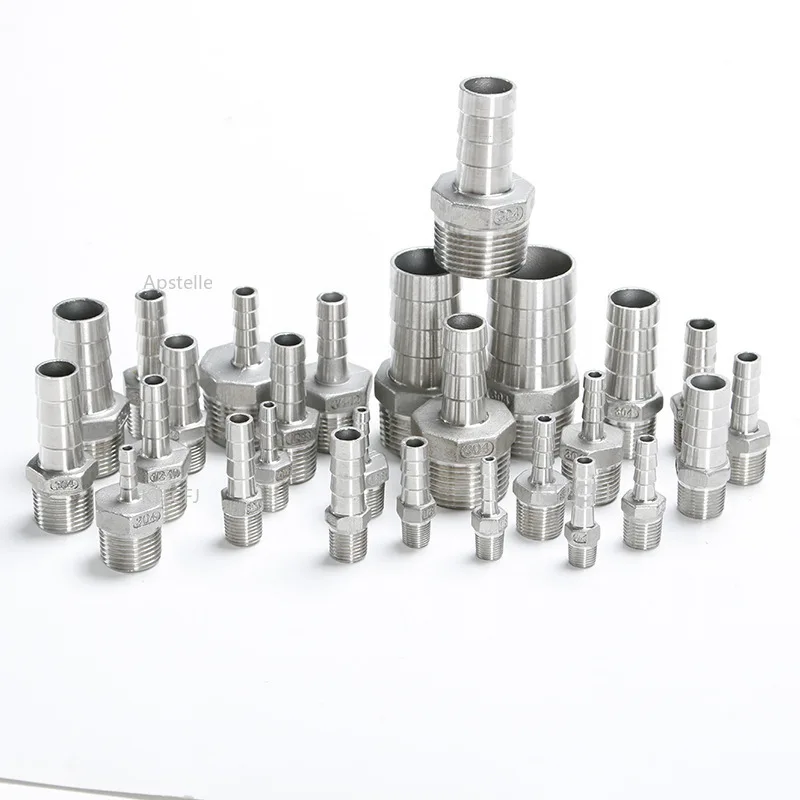 

Stainless Steel 304 BSP Male Thread Pipe Fitting X Barb Hose Tail Reducer Pagoda Joint Coupling Connector