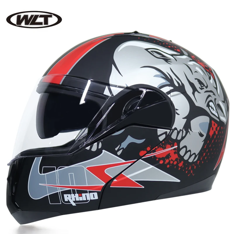 Мотоциклетный шлем откидной модульный гоночный открытый с двойными линзами