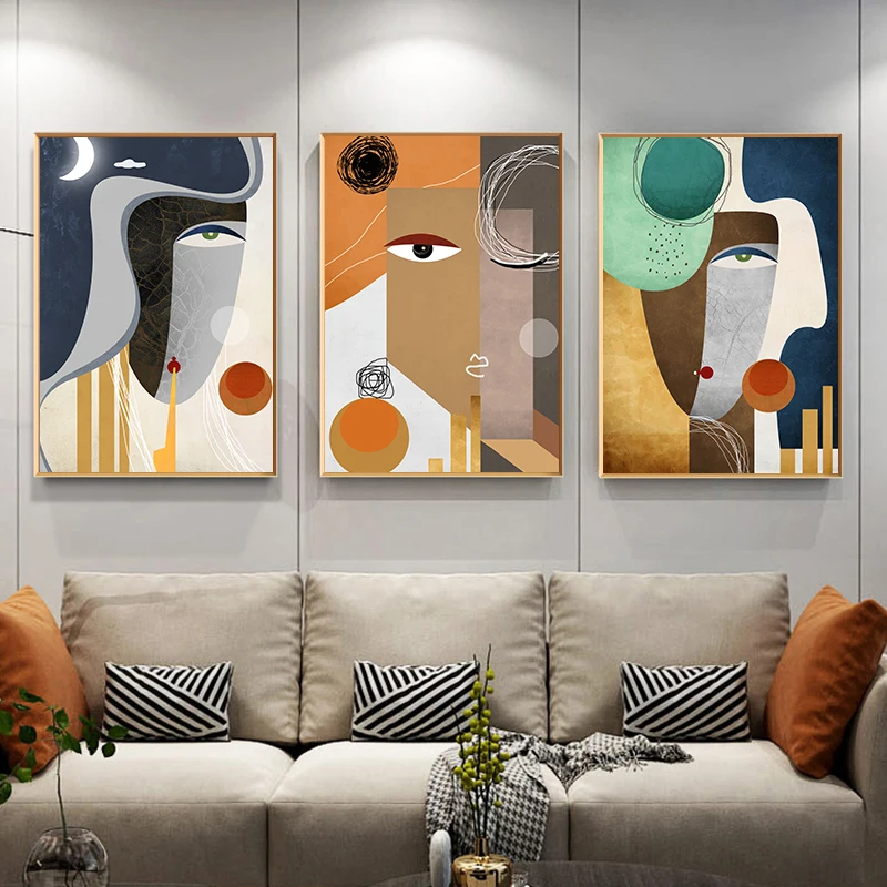 

Creative Abstract Figure Face Posters Boho Prints Canvas Picture No Frame for Living Room Home Decoration Wall Art Paintings