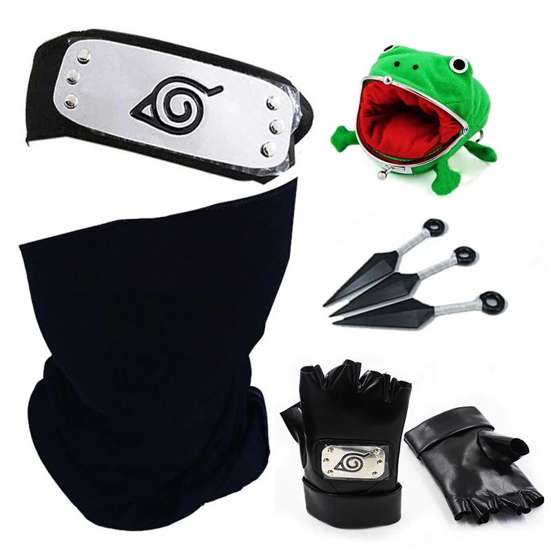 

Anime Hatake Kakashi Mask Gloves Headband Cosplay Prop Ninja Wallet Wristband Notebook Accessories Suit