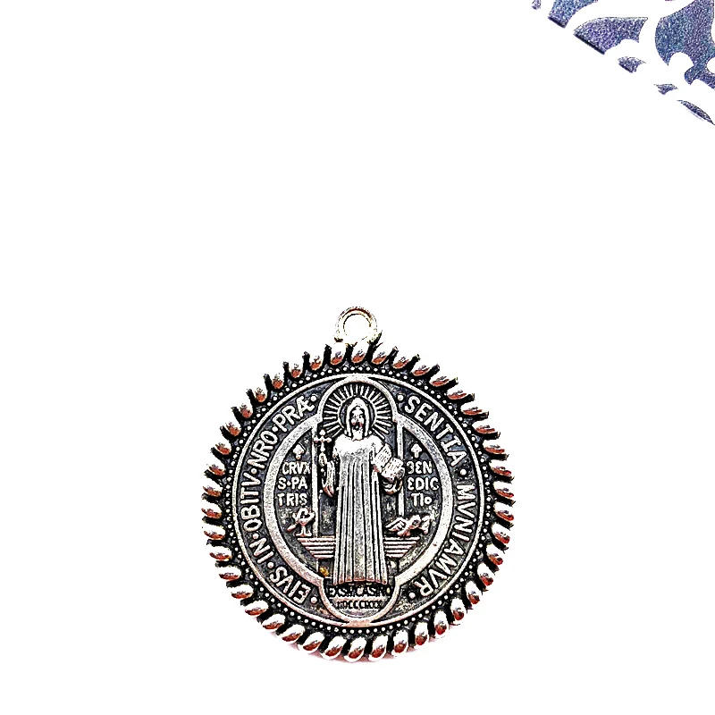 Ретро серебряное кольцо religion Jesus Saint Benedict Нью Йорк Западная Азия Защитная медаль