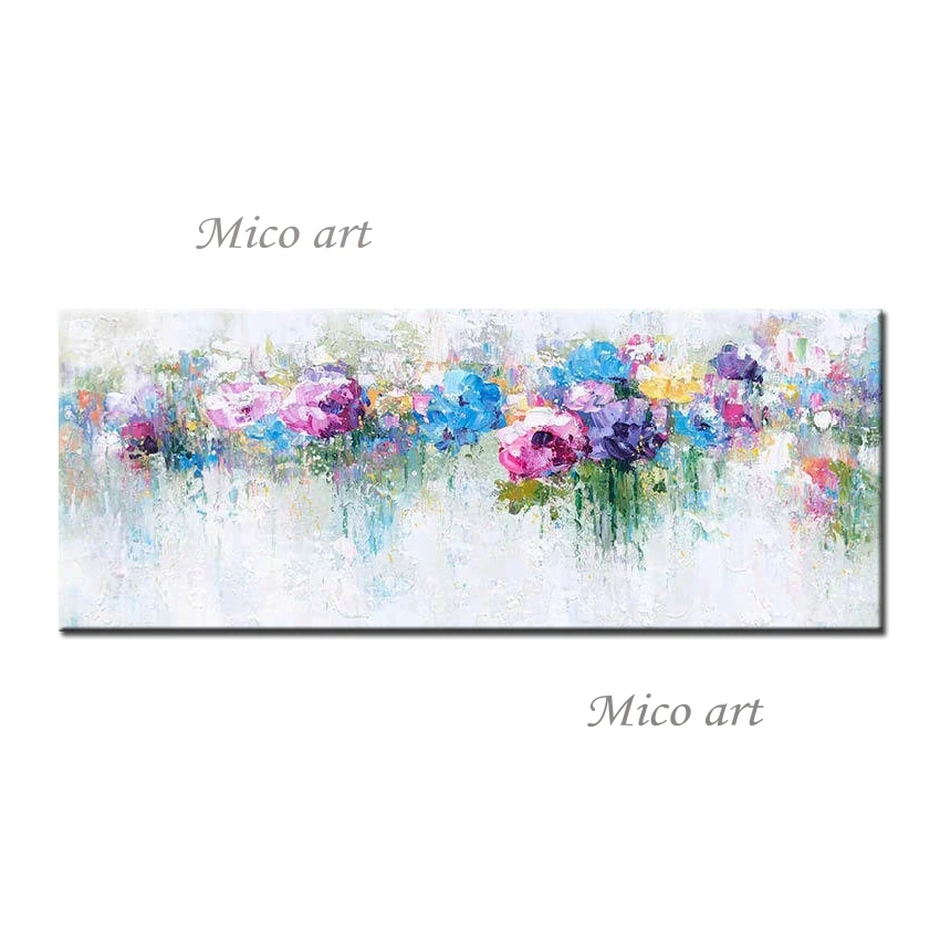 

Horizontal Large Size Living Room Decor Abstract Colorful Flower Art Oil Painting Hand Painted Canvas Wall Art Landscape Picture
