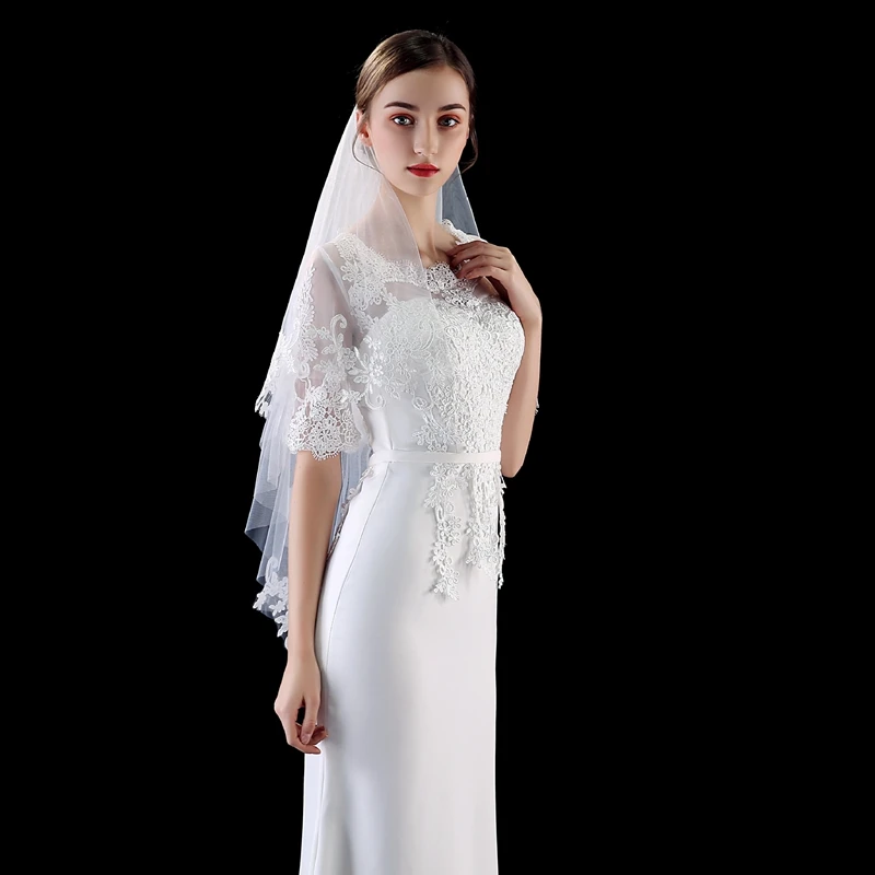 New Arrival White Ivory Two Layers Bridal veil 2021 Wedding Welon voile mariage velos de novia Mariage schleier | Свадьбы и