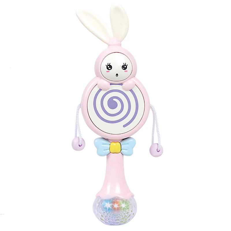 

Baby Flashing Music Teether Rattle Toys Rabbit Hand Bells Mobile Infant Weep Tear Rattles Newborn Early Educational Toys Gift