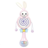 baby flashing music teether rattle toys rabbit hand bells mobile infant weep tear rattles newborn early educational toys gift