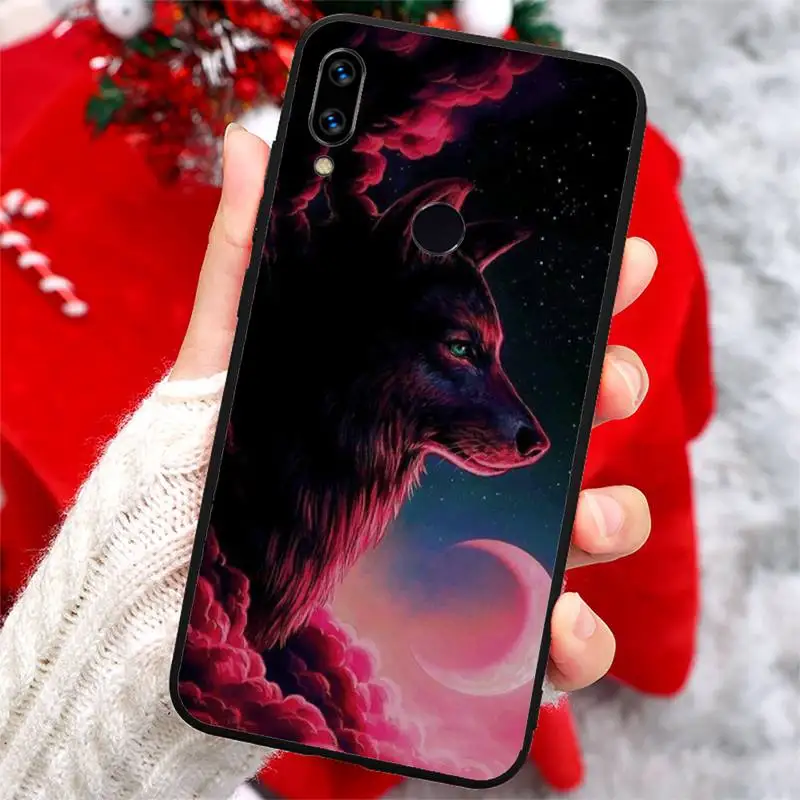 

Wolf horror animal moon Phone Case For Xiaomi Redmi note 7 8 9 t k30 max3 9 s 10 pro lite