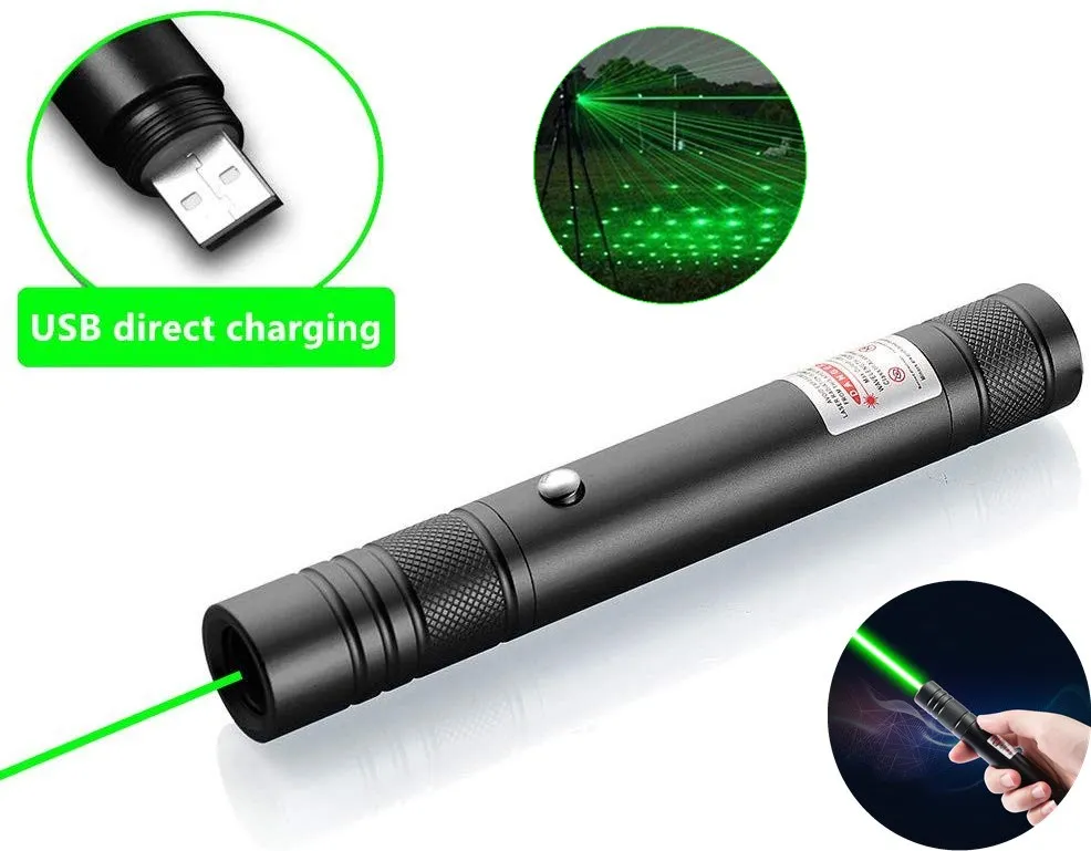 Зеленая лазерная указка ручка 532 нм охотничий зеленый лазер встроенный USB