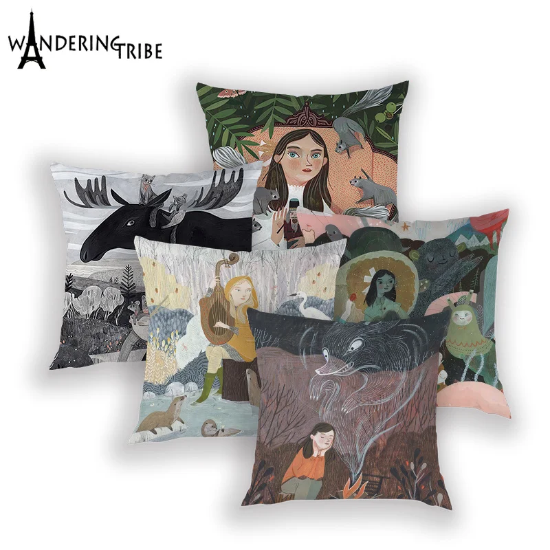 

Rebecca Green Чехлы для подушек Портретные декоративные подушки Чехол из полиэстера Чехлы для подушек Ретро домашний диван Чехлы для подушек Funda ...