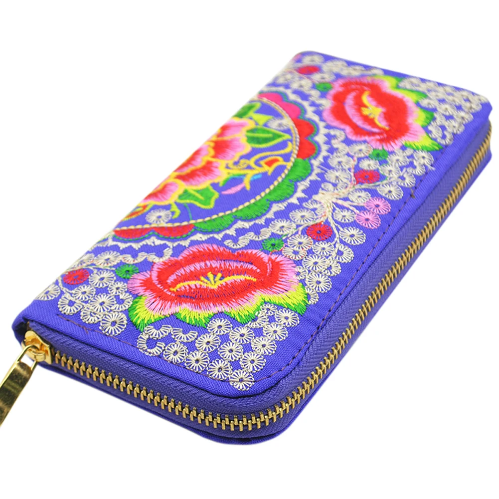 

Fashion Women Long Wallet Phone HandBag New Flower Embroidered Wallet Purse Handmade Ethnic Flowers Embroidery Fashion