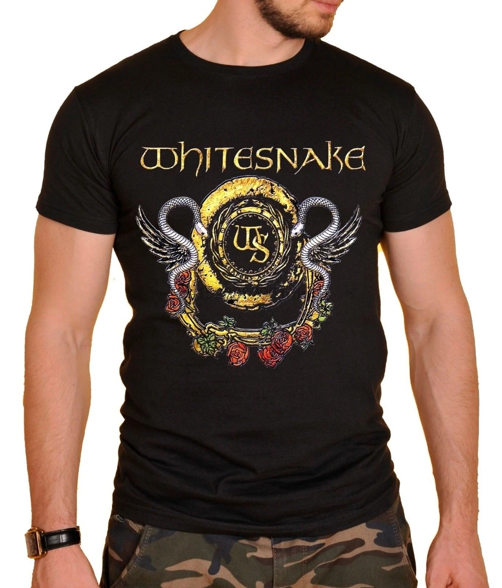 Летняя Новинка 2019 футболка с логотипом Whitesnake Rock Мужская черная забавным принтом