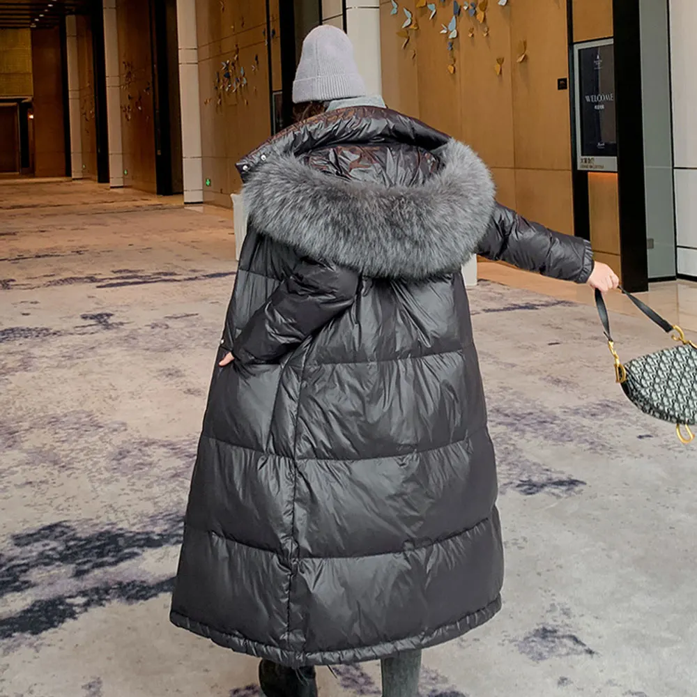 

Winter Jacket Women 2020 New Warm Thick Down Cotton Jacket Loose Fur Hooded Casual Long Parka Black Winter Coat Women