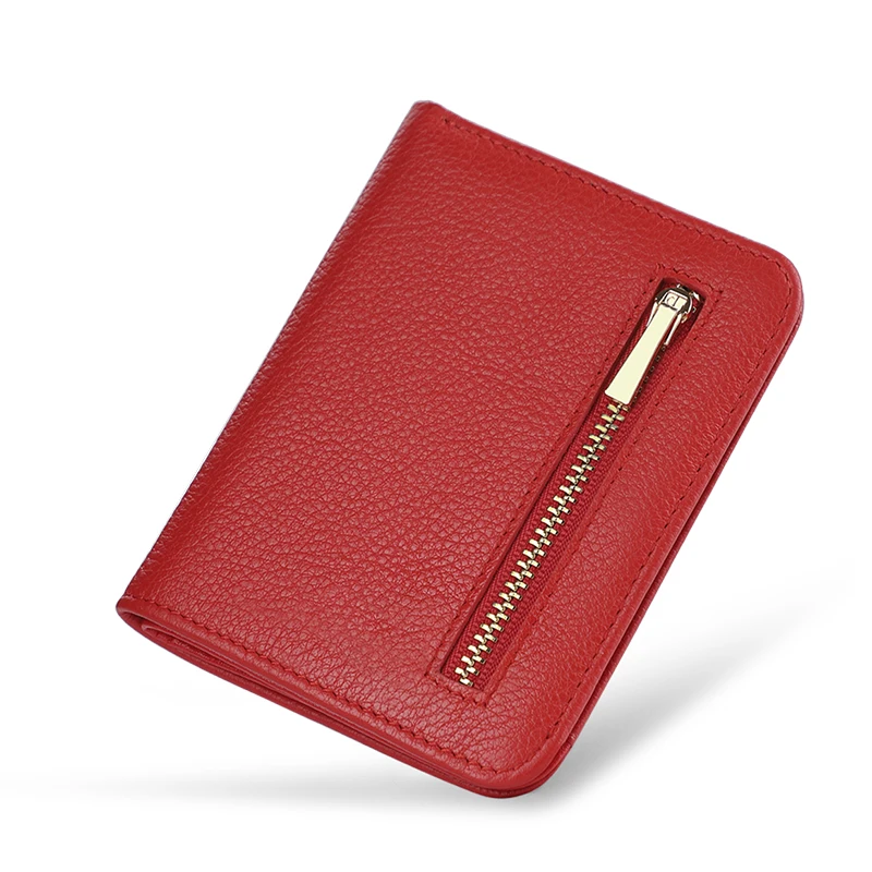 100% leather high-quality ultra-thin wallet credit card holder ladies short design 2020 new style