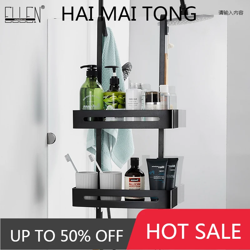 

Черные подвесные полки для ванной, полка для ванной, органайзер, держатель для шампуня без гвоздей, полка для хранения, полка, держатель для ...