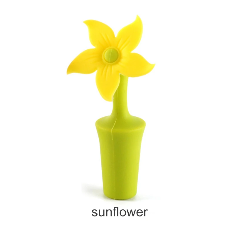 sunflower В форме цветка, пробка для бутылки вина, портативный нетоксичный силиконовый барный инструмент, принадлежности для шампанского, напитков, крышки для бутылок, кухонные гаджеты - Цвет: sunflower