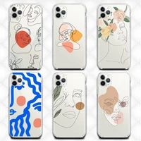 minimalist abstract single line girl face artwork phone case transparent case for iphone 6 6s 7 8 plus xr x xs xsmax 11 12 pro