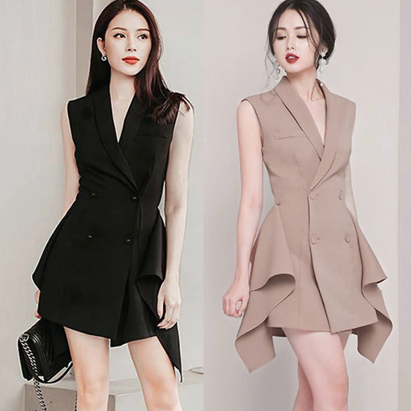 JSXDHK Мода для подиума Сезон весна лето Платье с асимметричным подолом женщин