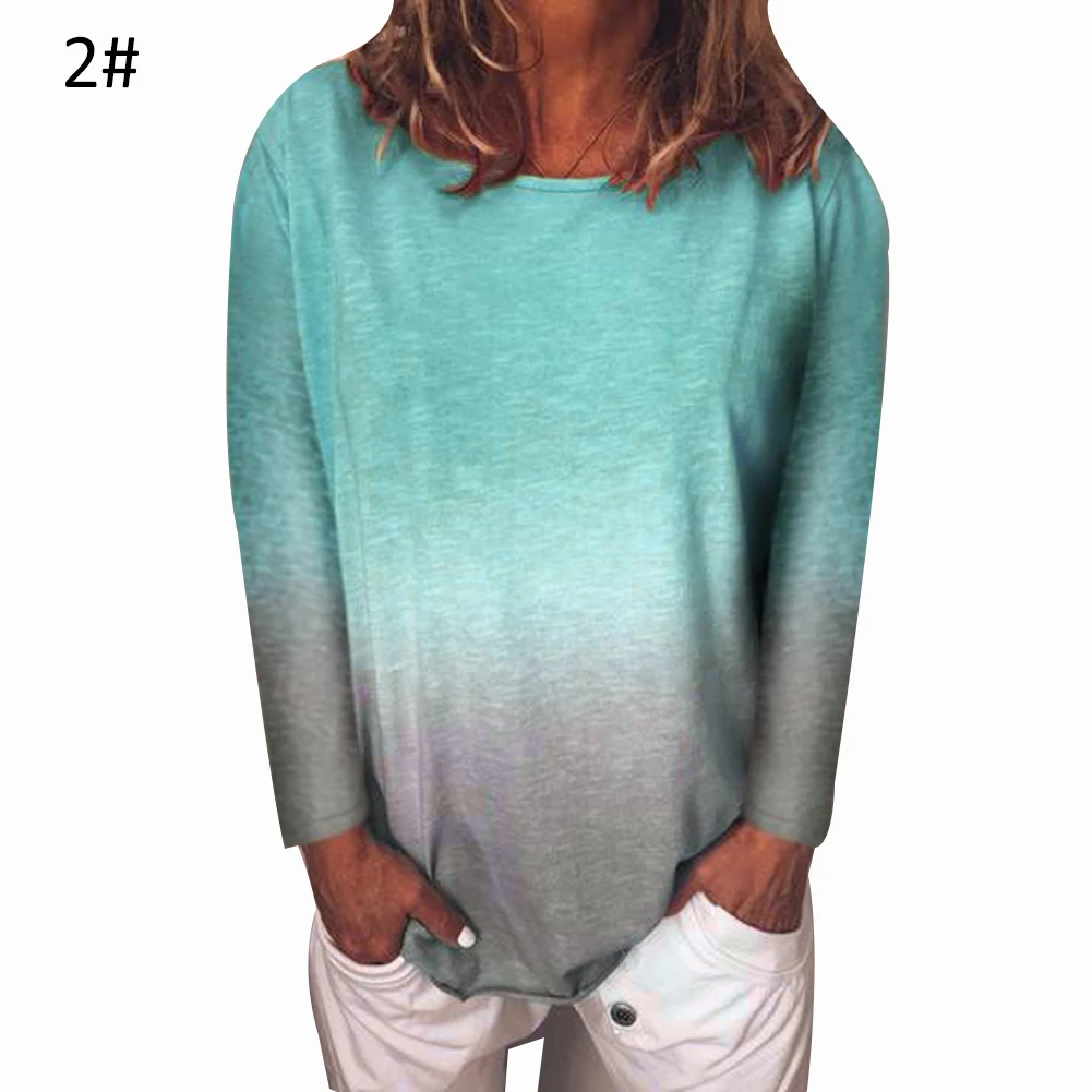 Модная футболка в стиле Харадзюку Женская Повседневная с радужным градиентом