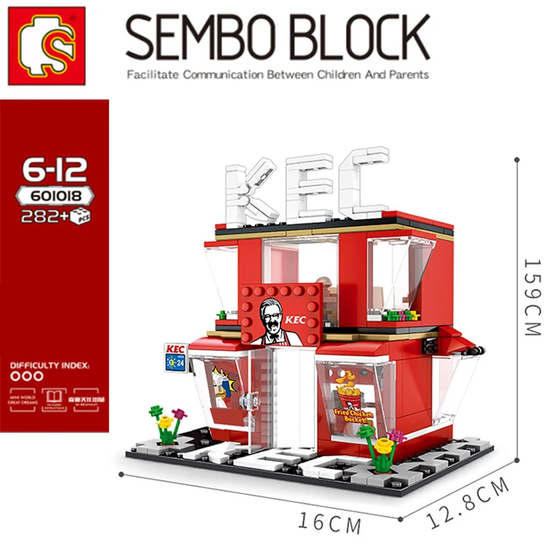 

Конструктор Sembo, жареная курица, магазин быстрого питания, ресторан, уличный пейзаж, совместим с моделями, развивающие игрушки, подарки