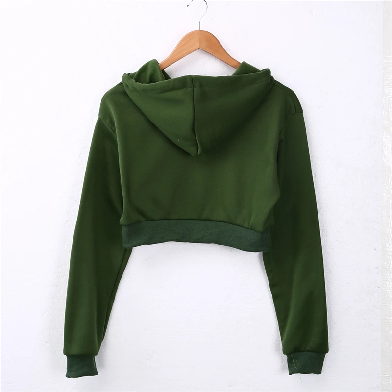 New Streetwear Womens Ladies Crop Top Hoodie Plain Pullover Sweatshirts Hoodies S-XL