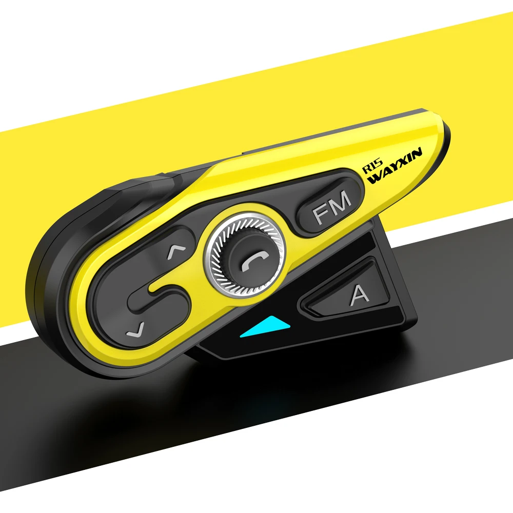 

WAYXIN 2 Sets 1200M Helmet Intercom Motorcycle Intercom Helmets Wireless Bluetooth 5.0 FM Radio 2 Rides Headset Interphone R15