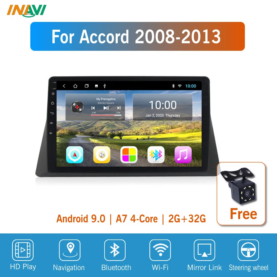 

10'' Android9 For Accord 2008-2013 Car Radio Multimedia GPS Navigation Navi Player Auto Stereo WIFI 2 din