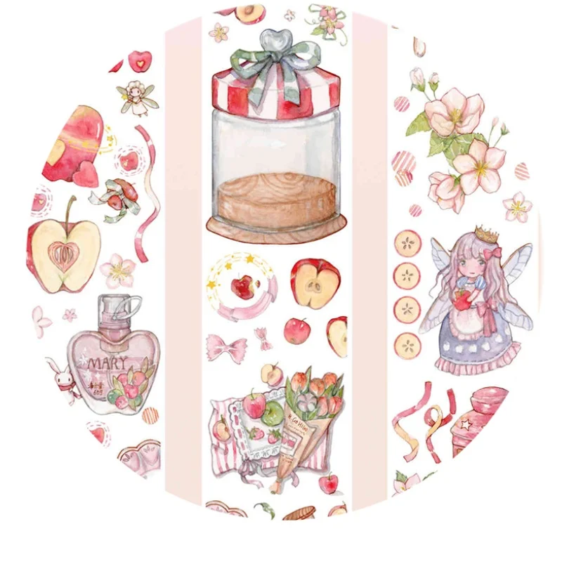 

Kawaii Girl Masking Tape Red Sweet Dream Cake Special Oil Journal Collage Decoration Food Theme