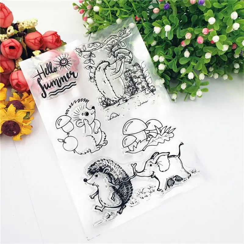 Новинка 2021 штамп с мультяшным рисунком ежика слона Силиконовая печать сделай сам