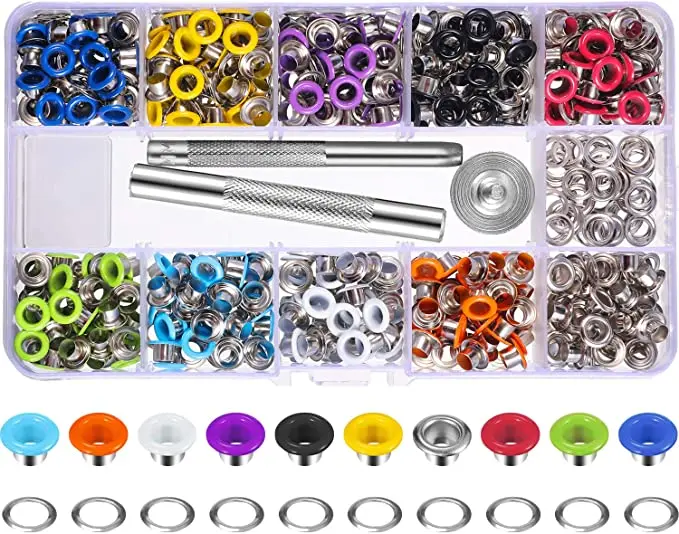 

300 Pieces Metal Eyelets 10 Colors Eyelet Kit For DIY Leathercraft Scrapbooking Shoes Belt Cap Bag Tags Clothes Accessories
