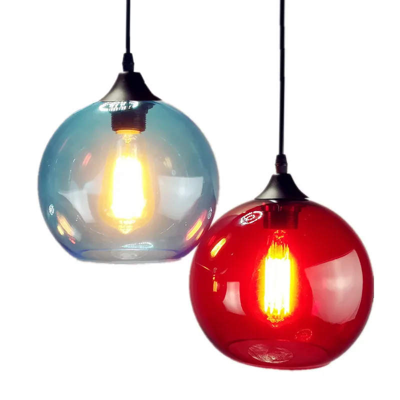 Nordic Modern hanging loft 7 Color Glass lustre Pendant Lamp industrial decor Lights Fixtures E27/E26 for Kitchen Restaurant | Лампы и