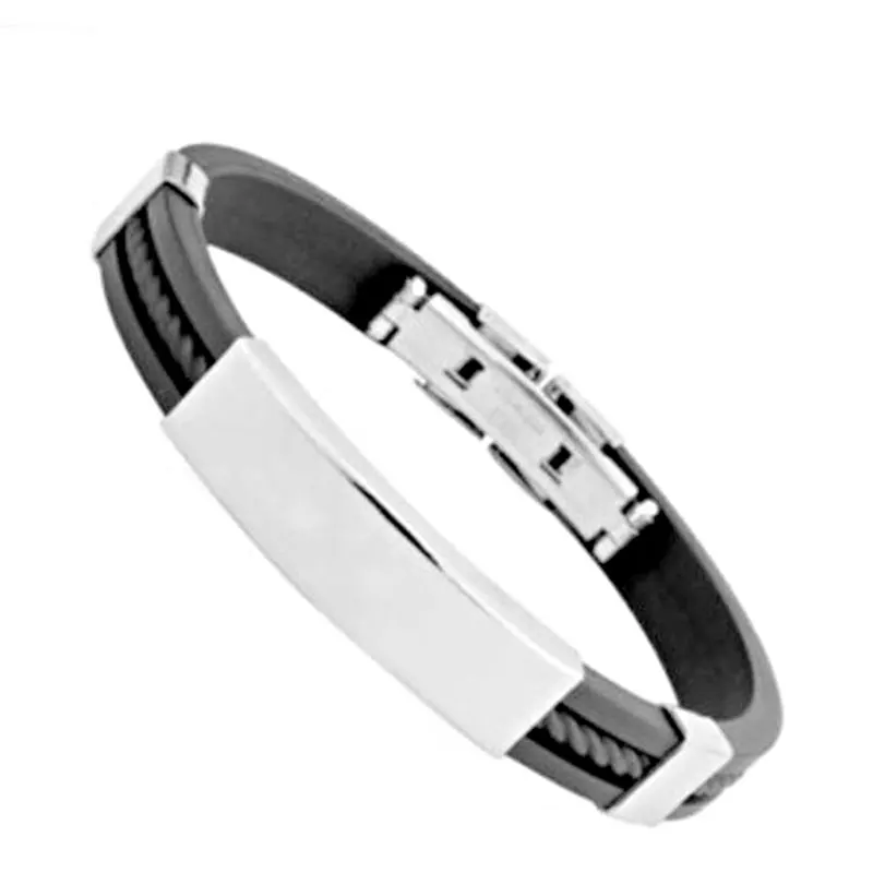 Черный серебристый магнитный браслет с застежками из нержавеющей стали модные
