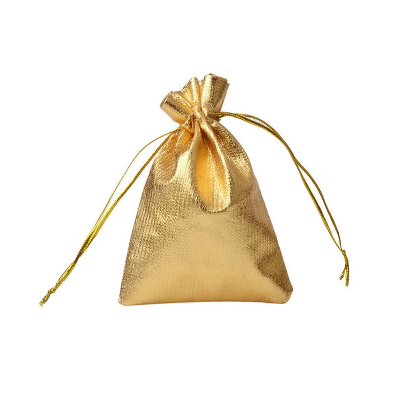 gold foil bag 13x18 15x20 17x23 20x30 см подарочные сумки на шнурке металлические фольги сумки из органзы Рождественская Свадебная вечеринка Любимые Подарки конфетные сумки - Цвет: gold foil bag
